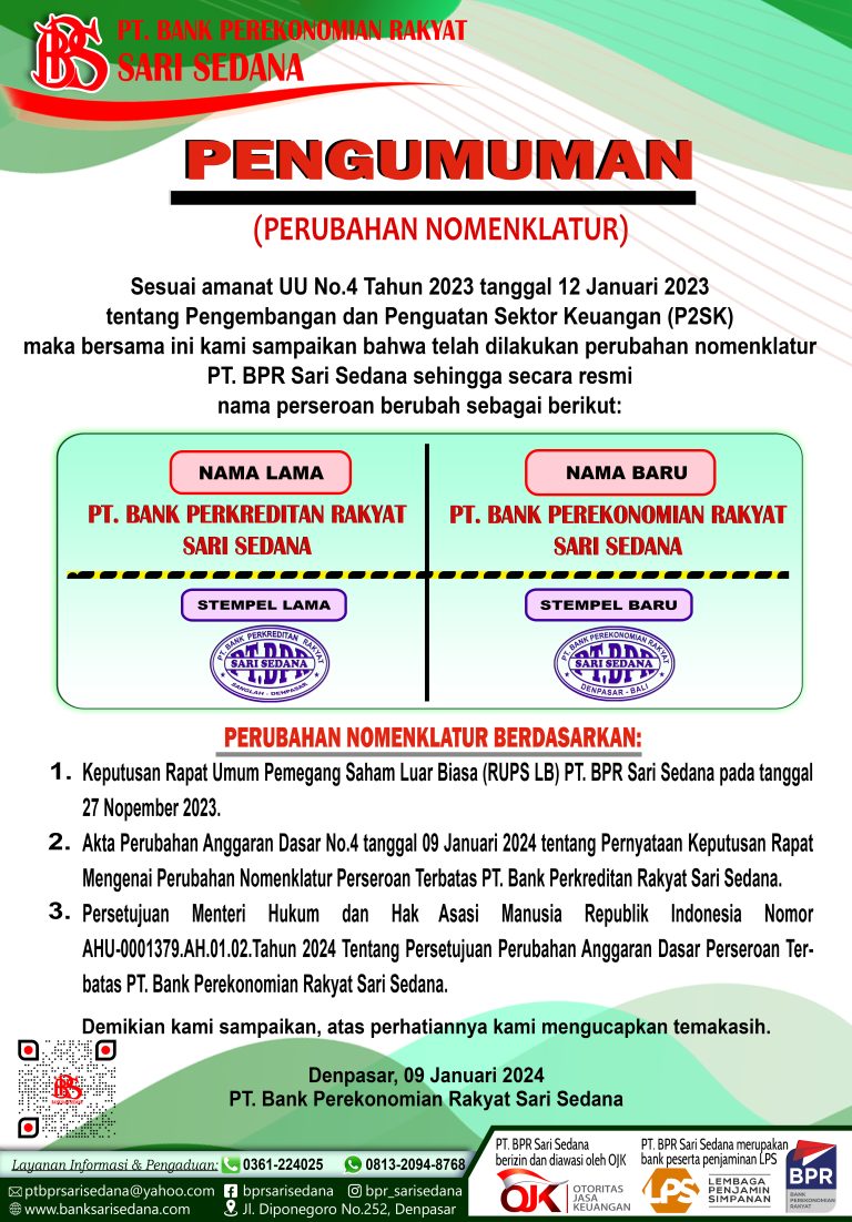 Pengumuman Perubahan Nomenklatur